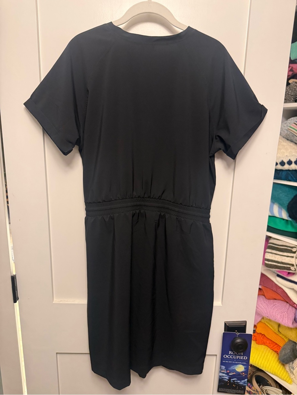 The North Face Black Short-Sleeve Midi Dress with Cinched Waist